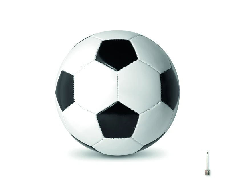 Piłka nożna 21,5 cm PVC biało-czarna z logo firmy – gadżet reklamowy premium