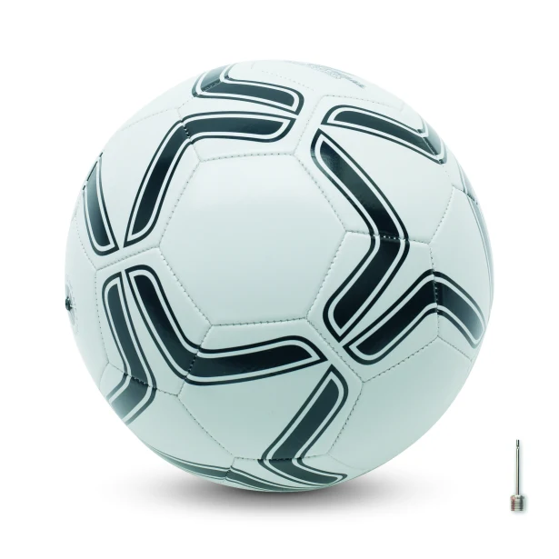 Piłka nożna z logo firmy PVC 21,5 cm biało-czarna – gadżet reklamowy Soccerini