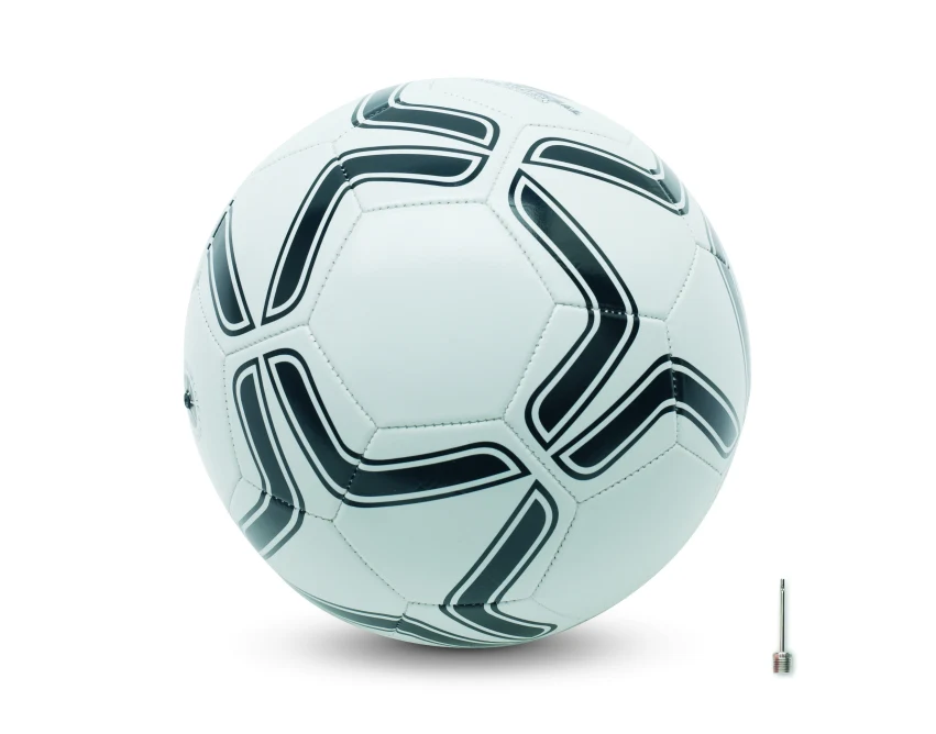 Piłka nożna z logo firmy PVC 21,5 cm biało-czarna – gadżet reklamowy Soccerini