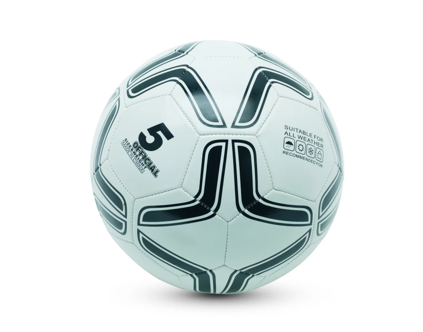Piłka nożna z logo firmy PVC 21,5 cm biało-czarna – gadżet reklamowy Soccerini