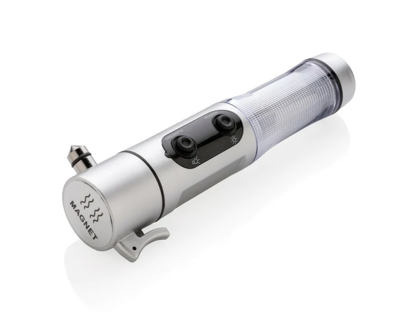Latarka z magnesem do samochodu 5w1 srebrna ABS