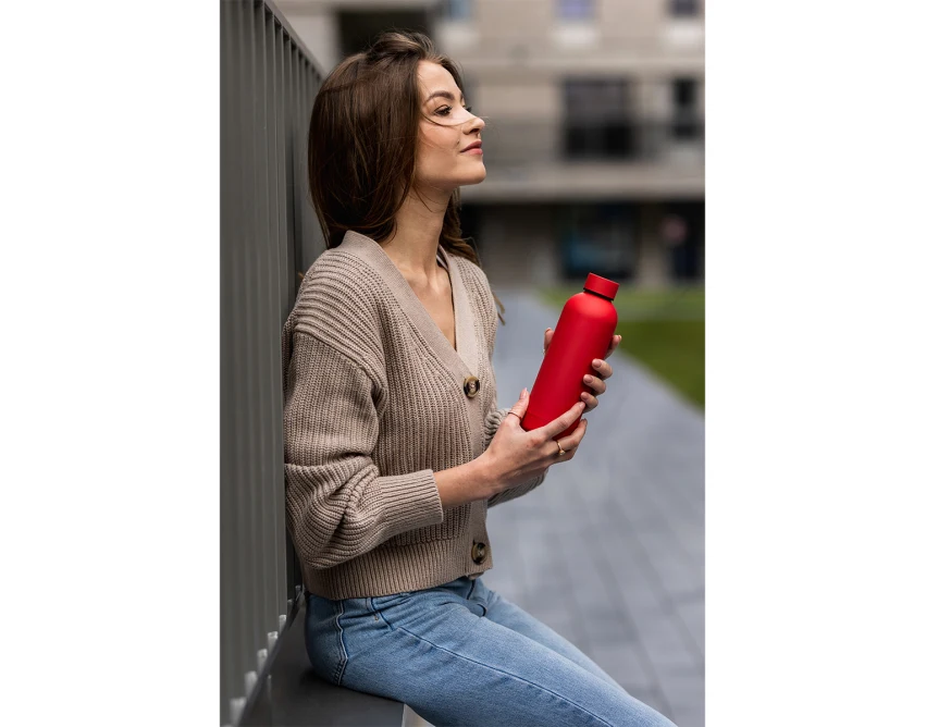 Butelka termiczna Mendoza 500 ml czerwona z logo firmy