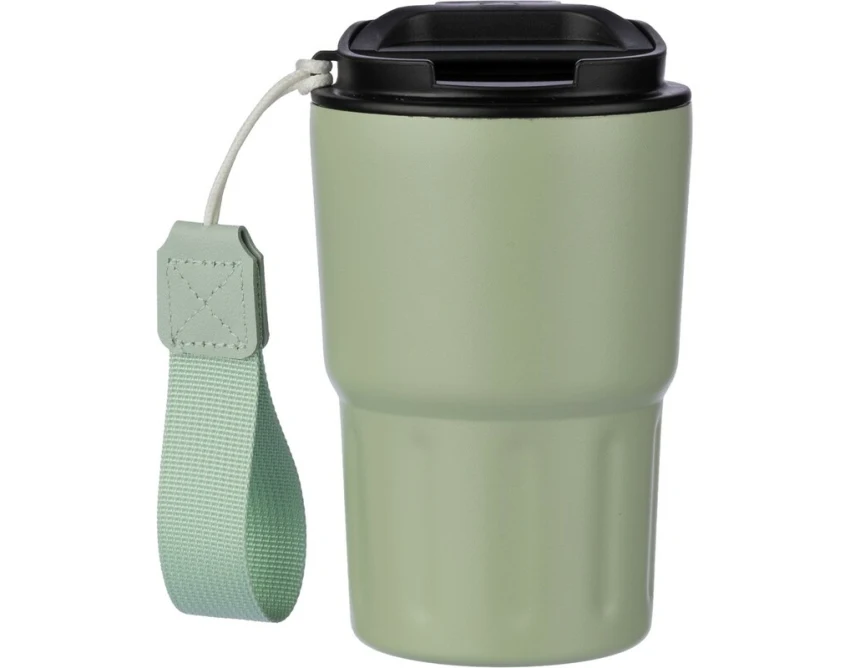 Kubek termiczny 320 ml jasnozielony z logo i paskiem