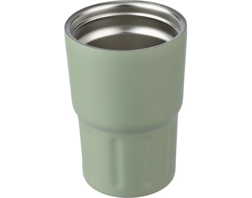 Kubek termiczny 320 ml jasnozielony z logo i paskiem