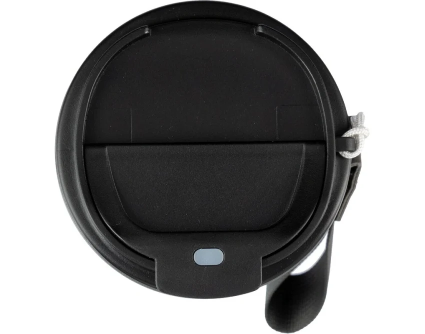 Czarny kubek termiczny 320 ml z paskiem i grawerem