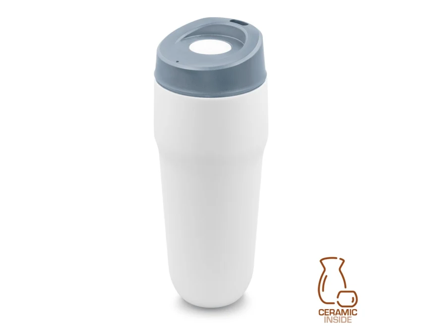 Błękitny kubek termiczny 400 ml Niram z logo firmy