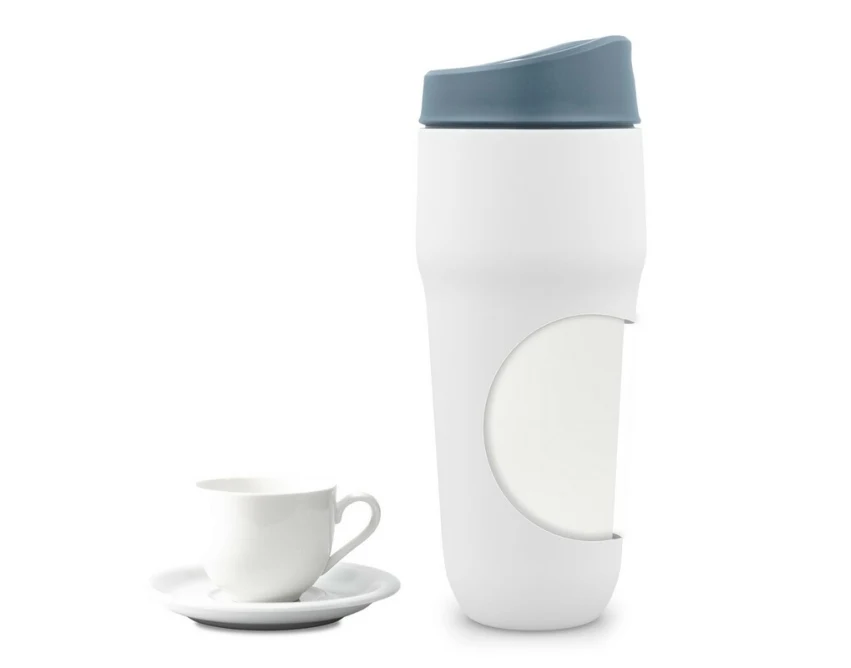 Błękitny kubek termiczny 400 ml Niram z logo firmy