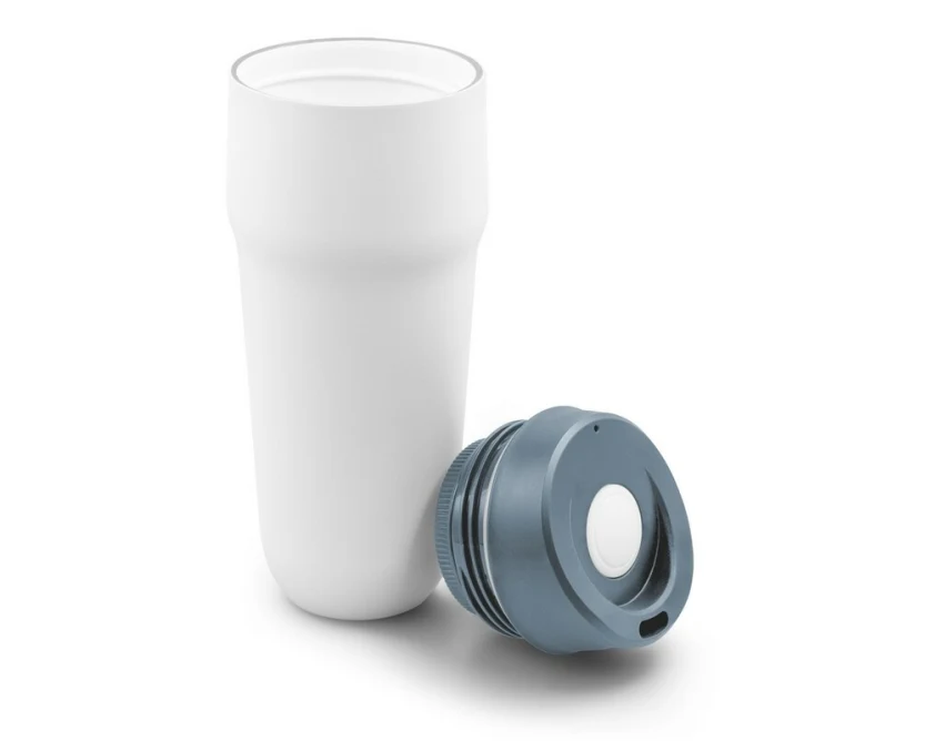 Błękitny kubek termiczny 400 ml Niram z logo firmy