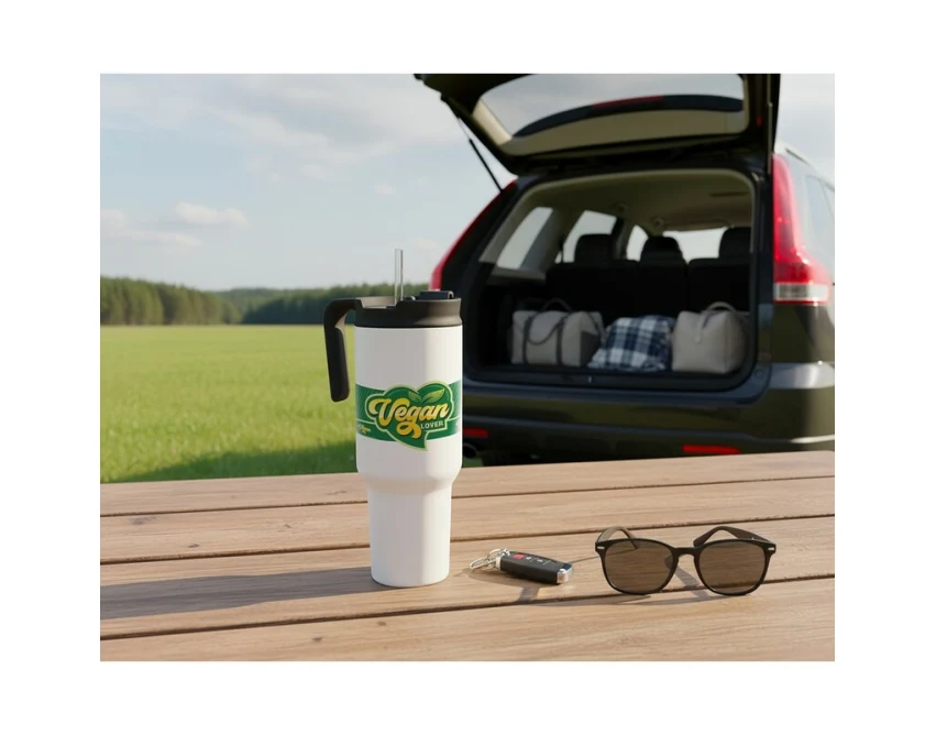 Biały kubek termiczny 1100 ml Air Gifts z nadrukiem UV360