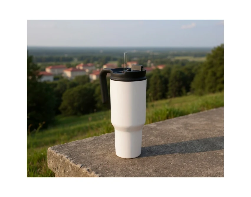 Biały kubek termiczny 1100 ml Air Gifts z nadrukiem UV360