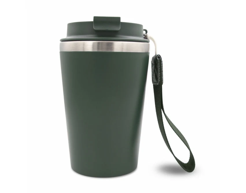 Zielony kubek termiczny 350 ml z logo – Nairod, leakproof