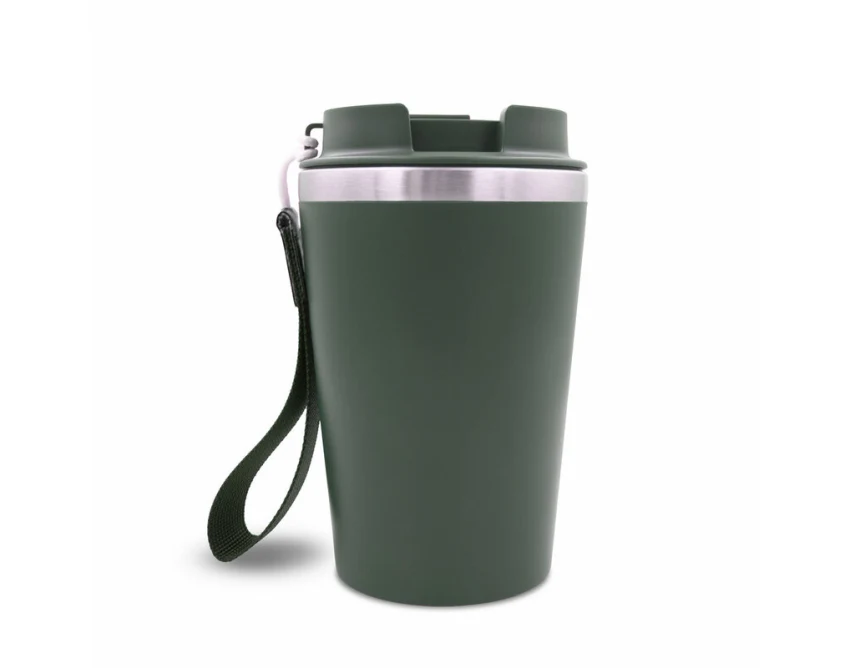 Zielony kubek termiczny 350 ml z logo – Nairod, leakproof