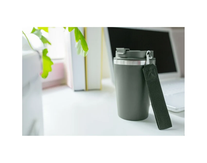 Zielony kubek termiczny 350 ml z logo – Nairod, leakproof