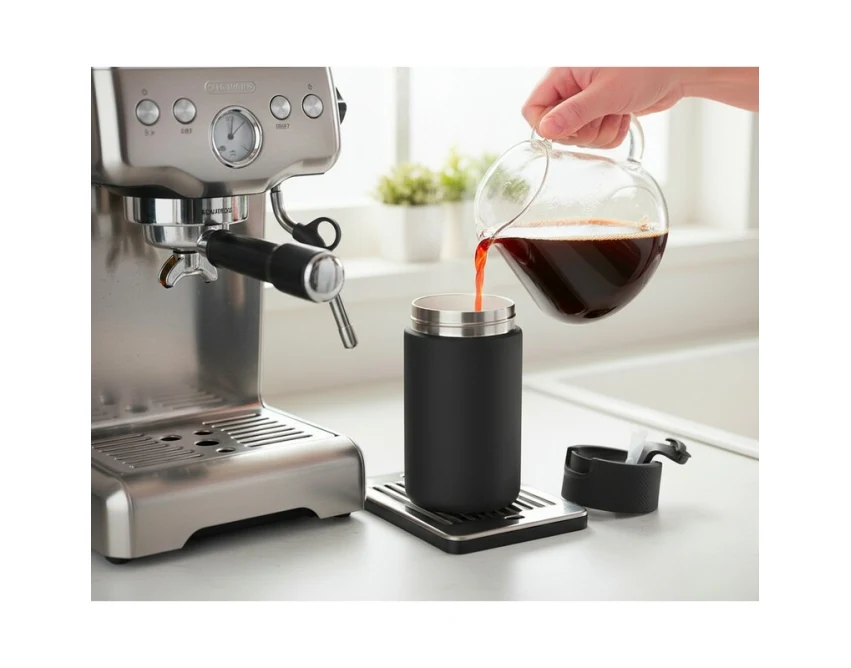 Czarny kubek termiczny 400 ml z ceramicznym wnętrzem