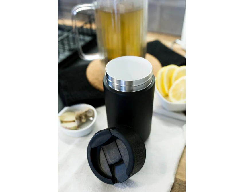 Biały kubek termiczny Nabila 400 ml z ceramicznym wnętrzem