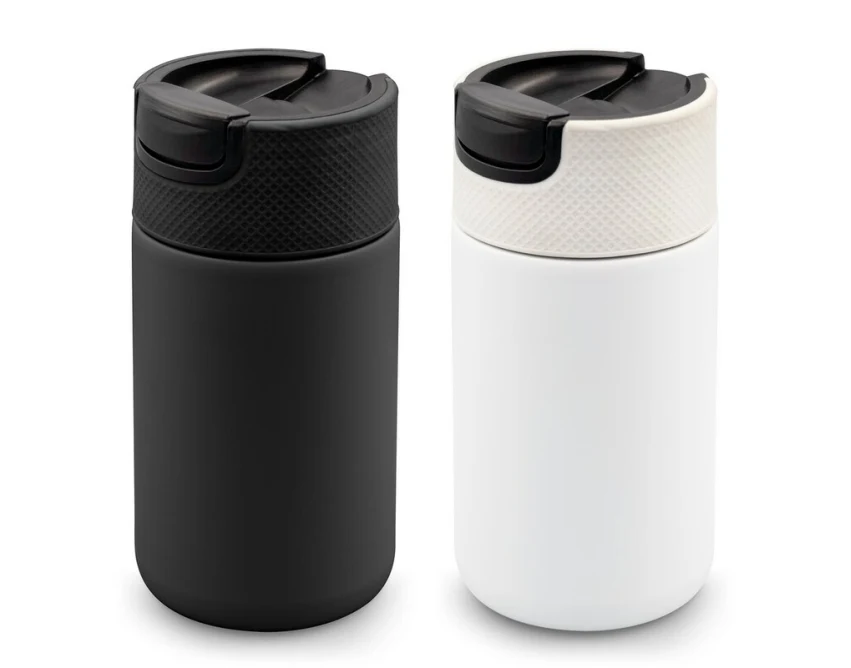 Biały kubek termiczny Nabila 400 ml z ceramicznym wnętrzem