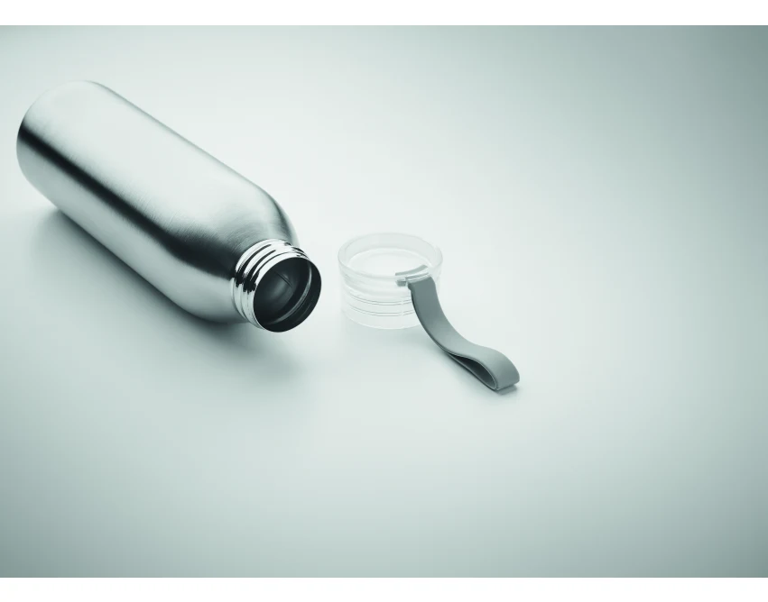 Biały bidon stalowy 650 ml z logo firmy – model Bira