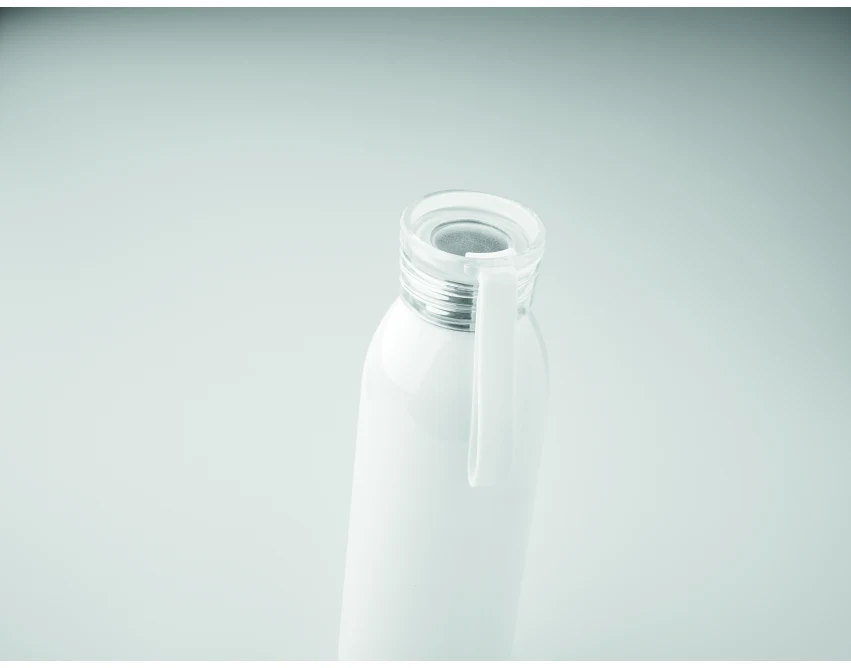 Biały bidon stalowy 650 ml z logo firmy – model Bira