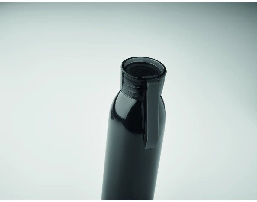 Czarny bidon stalowy 650ml z logo – elegancki prezent firmowy