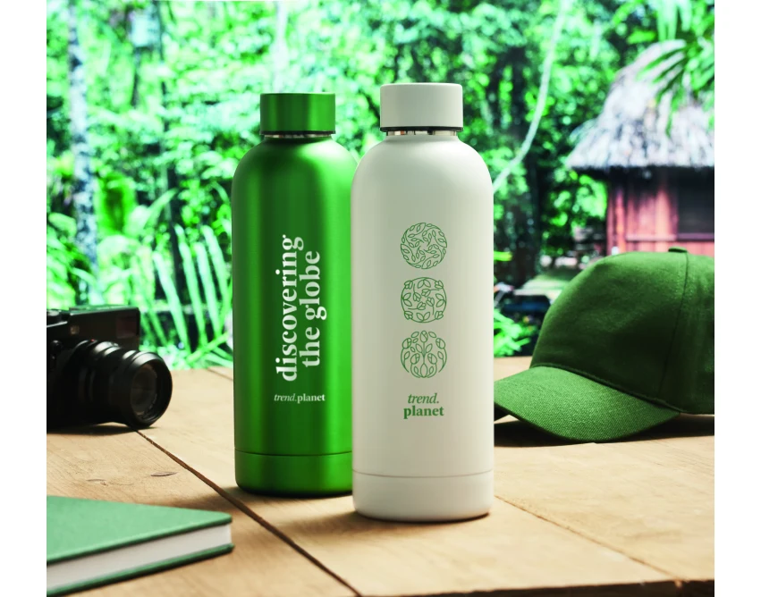 Zielona butelka termiczna 500ml z recyklingu z logo