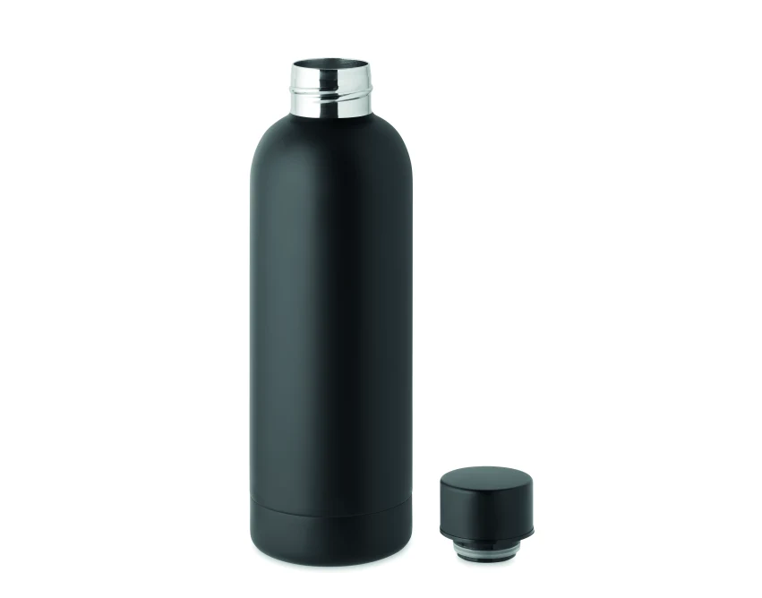 Czarna butelka termiczna 500 ml z logo – stal z recyklingu