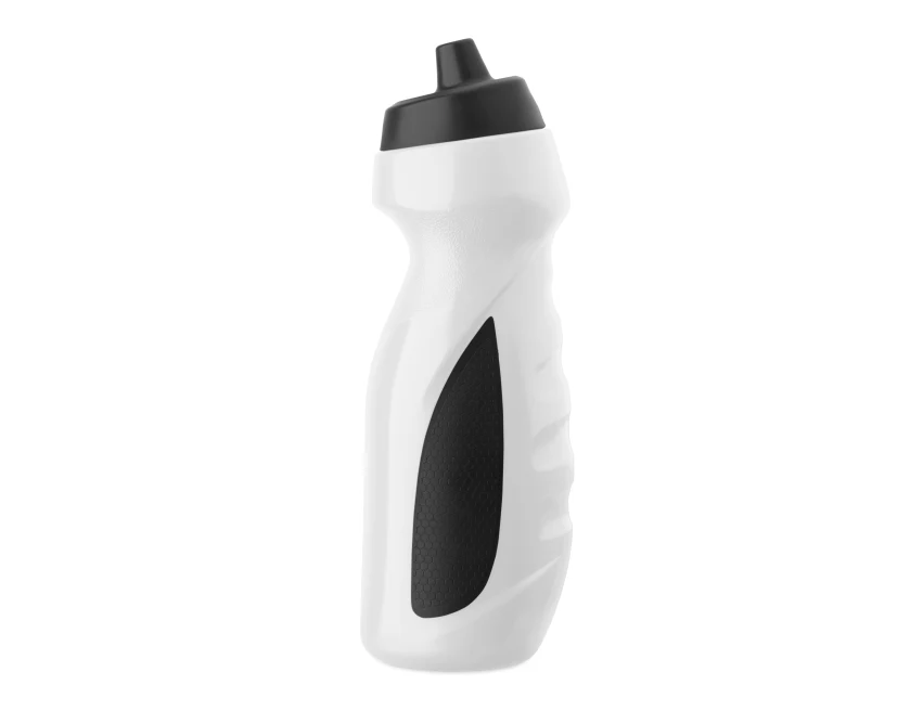 Biały bidon sportowy 700 ml z logo i czarnym panelem LDPE