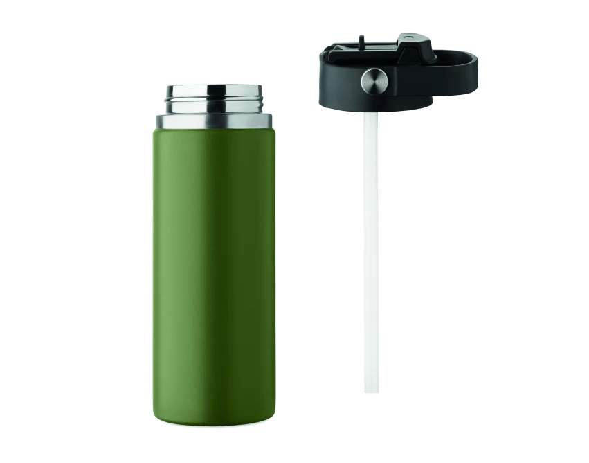 Ciemnozielona butelka termiczna 500 ml z logo, stal z recyklingu