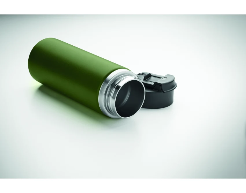 Ciemnozielona butelka termiczna 500 ml z logo, stal z recyklingu