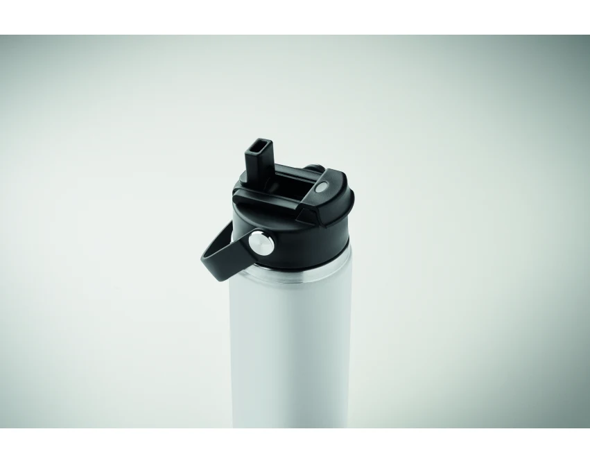 Biała butelka termiczna 500 ml ze słomką z logo