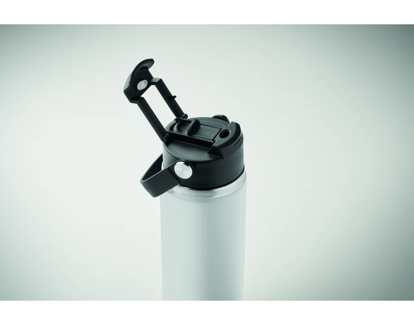 Biała butelka termiczna 500 ml ze słomką z logo