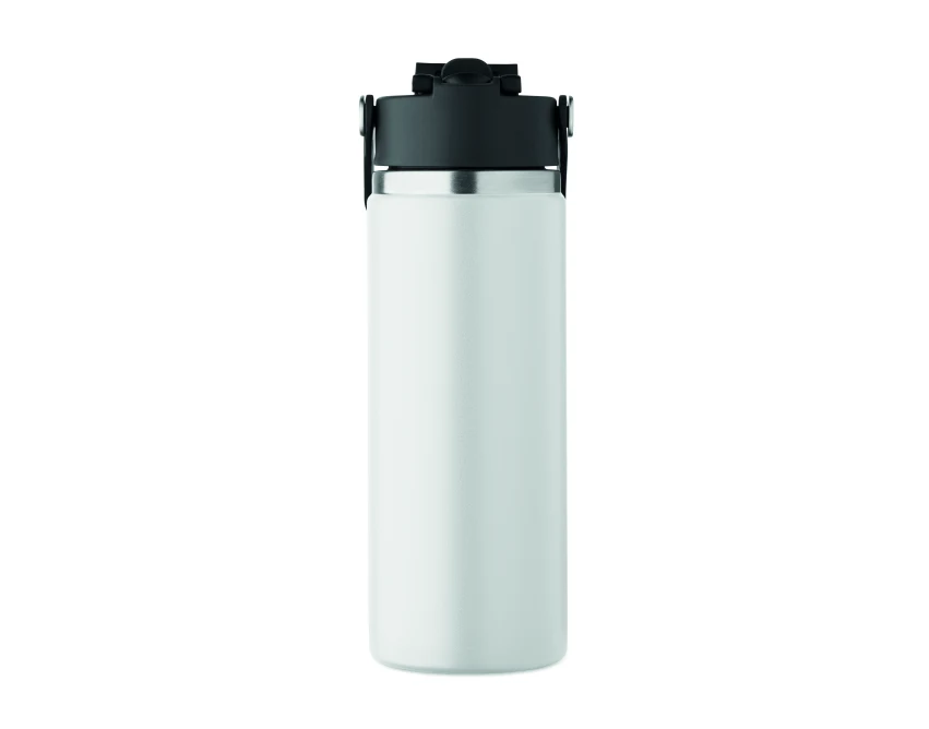 Biała butelka termiczna 500 ml ze słomką z logo