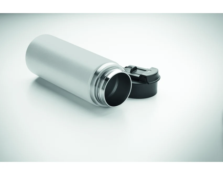 Biała butelka termiczna 500 ml ze słomką z logo