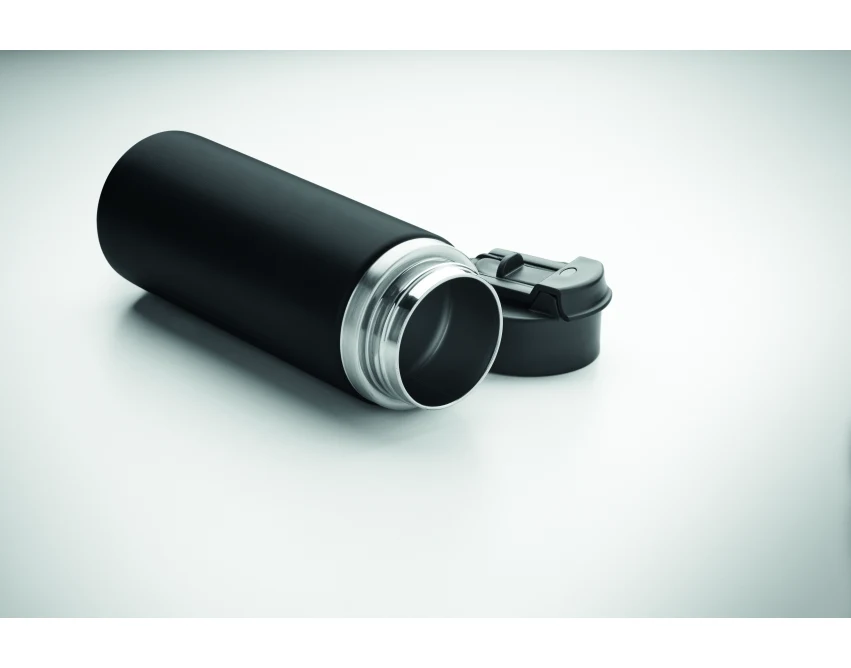 Czarny kubek termiczny 500 ml ze słomką i uchwytem