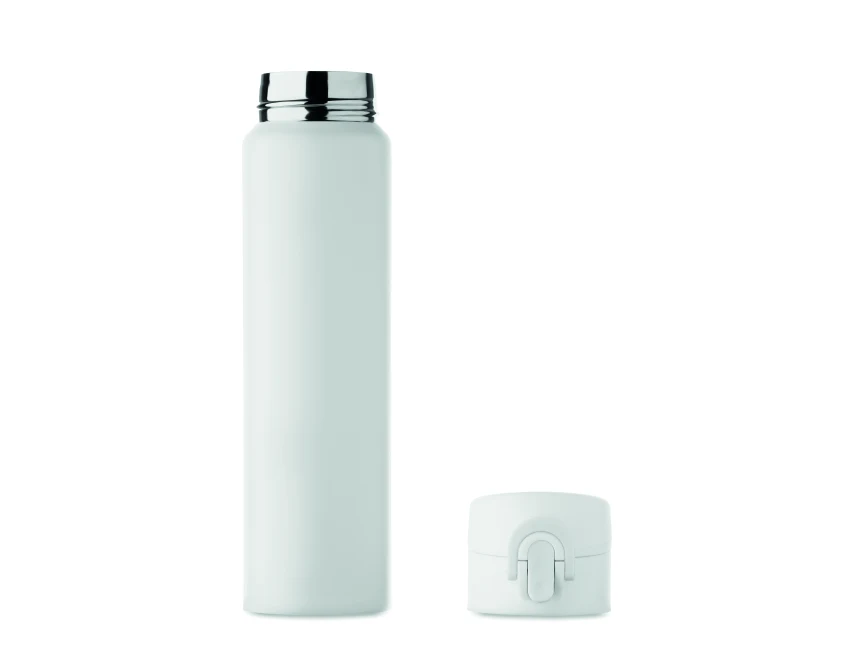 Biała butelka termiczna 300 ml z logo – stal z recyklingu