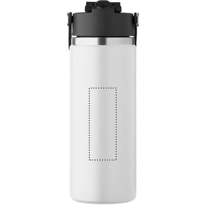 Schemat znakowania dla Tampondruk - P5 na gadżecie: Biała butelka termiczna 500 ml ze słomką z logo