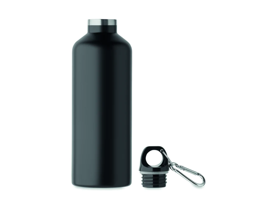 Czarna butelka termiczna Carabi 500 ml z karabińczykiem