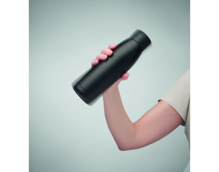 Czarna butelka termiczna Calefrio 400 ml z logo firmy