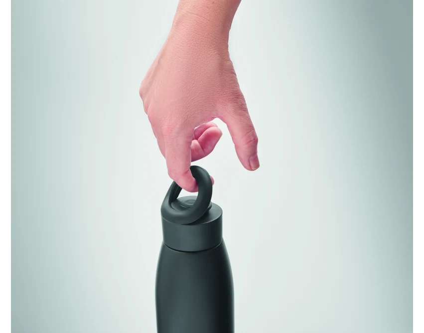 Czarna butelka termiczna Calefrio 400 ml z logo firmy