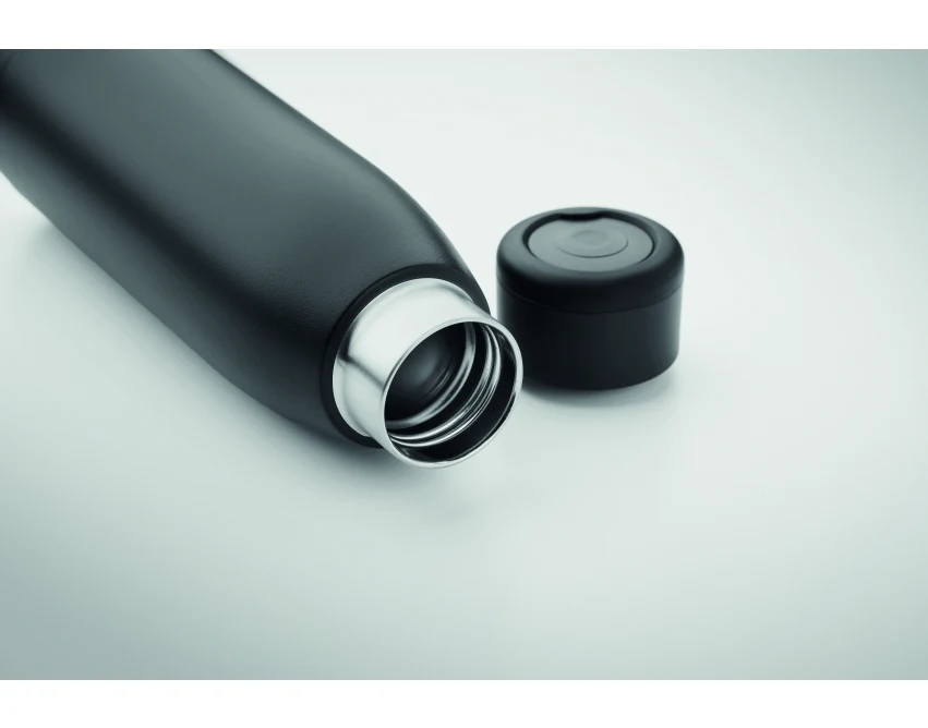 Czarna butelka termiczna Calefrio 400 ml z logo firmy