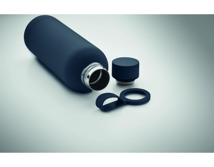 Granatowa butelka termiczna 500 ml z logo – stal z recyclingu