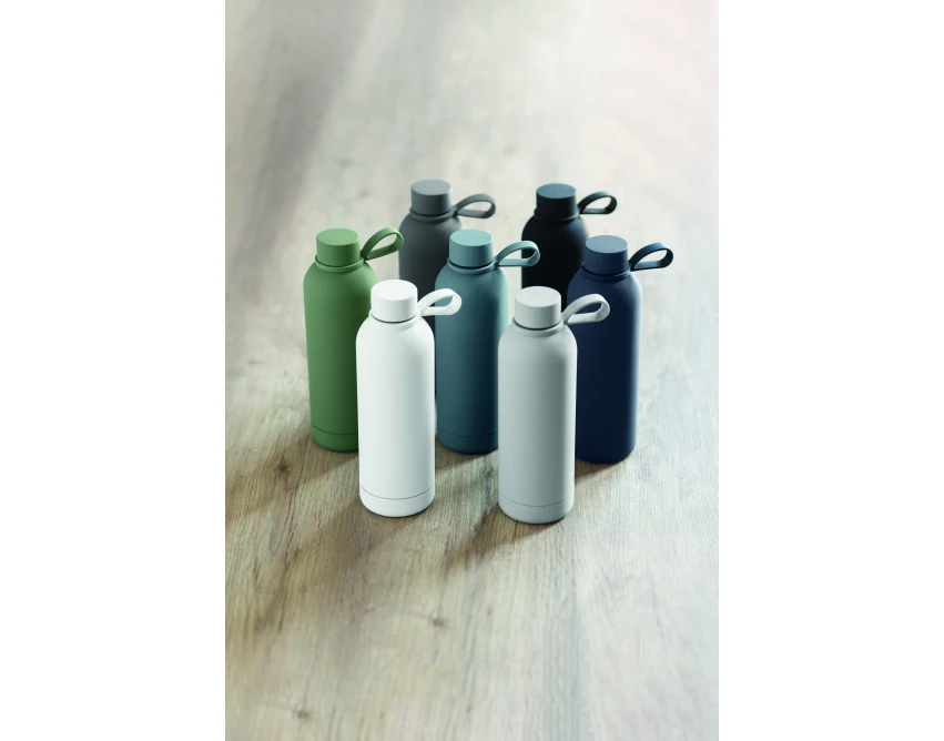 Szara butelka termiczna 500 ml Emerald z silikonowym uchwytem