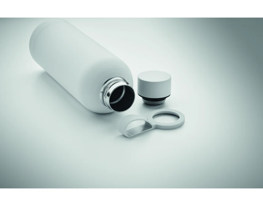 Biała butelka termiczna 500 ml z logo – stal z recyklingu