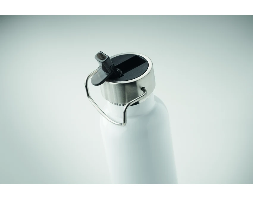 Biała butelka termiczna 660 ml z nadrukiem logo firmy