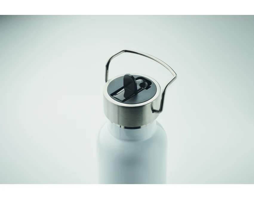 Biała butelka termiczna 660 ml z nadrukiem logo firmy