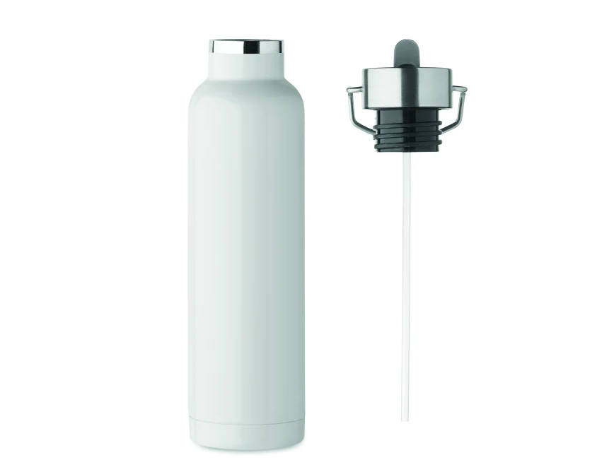 Biała butelka termiczna 660 ml z nadrukiem logo firmy