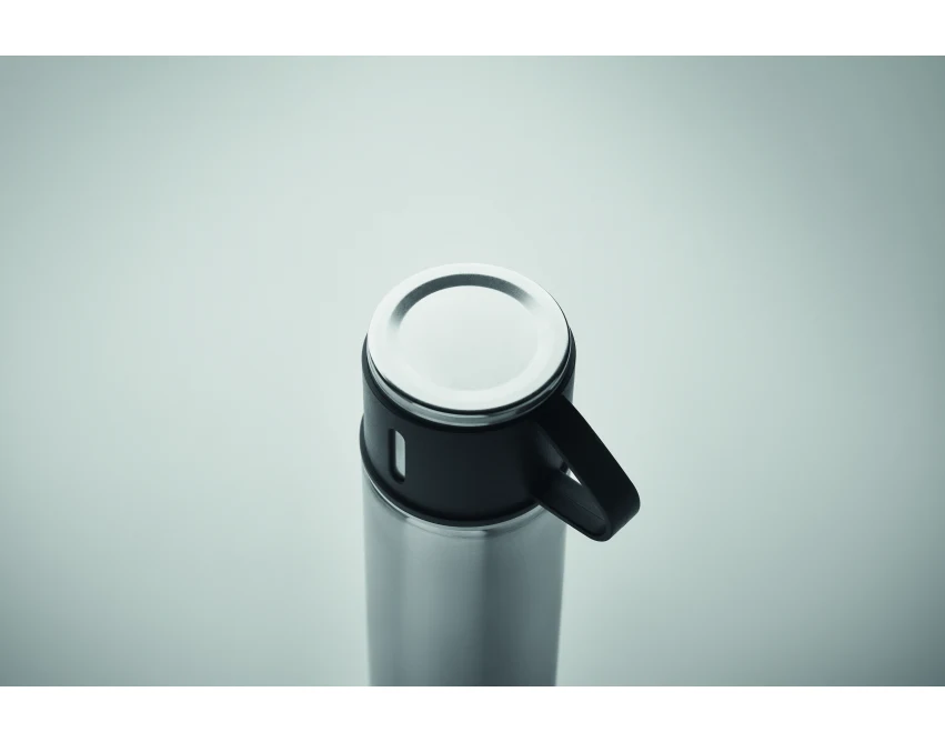 Termos Tonia 420 ml srebrny mat z logo – stal nierdzewna