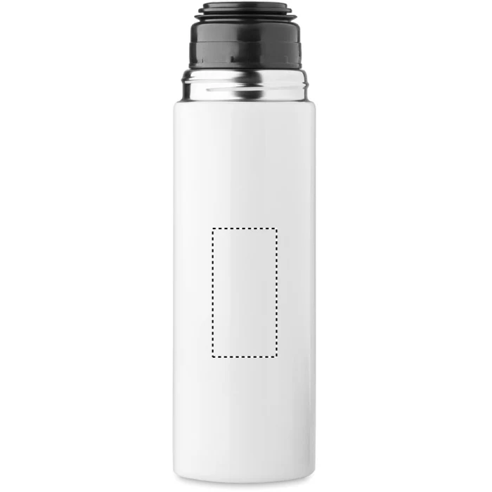 Schemat znakowania dla Tampondruk - P5 na gadżecie: Biała butelka termiczna 420 ml z kubkiem i logo firmy