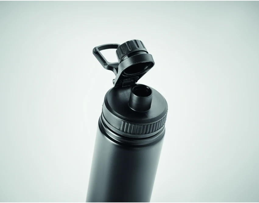 Czarna butelka termiczna 500 ml z logo – stal nierdzewna