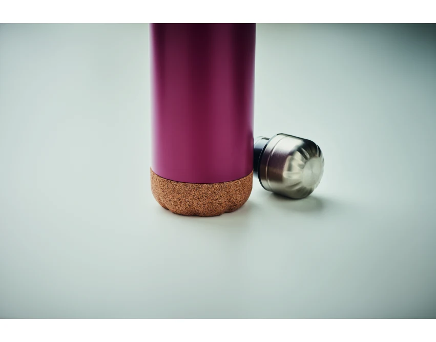 Butelka termiczna 500 ml burgund z korkiem i nadrukiem logo