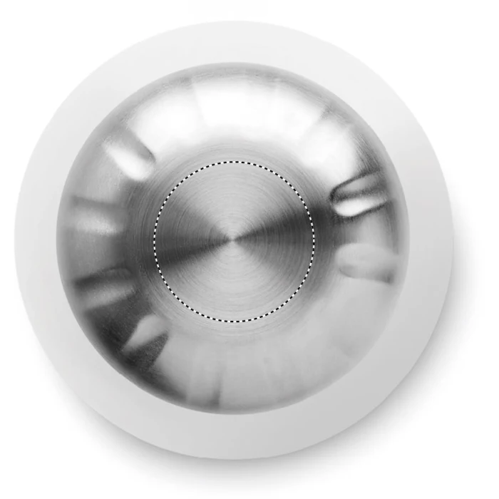 Schemat znakowania dla Tampondruk - P5 na gadżecie: Biała butelka termiczna 500 ml z korkiem i logo firmy